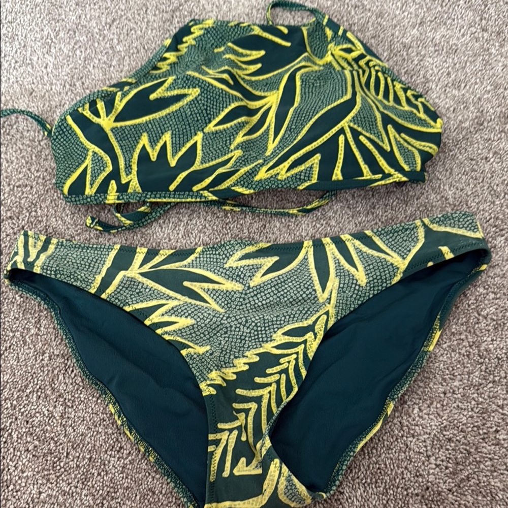 Green and Yellow Palm Leaf Bikini
